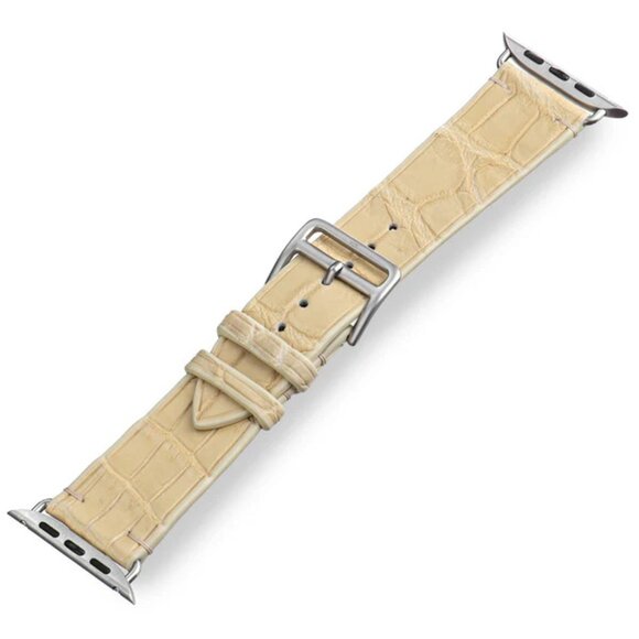 Luxury Alligator Leather Watch Band – Handmade Cream Color main image 5